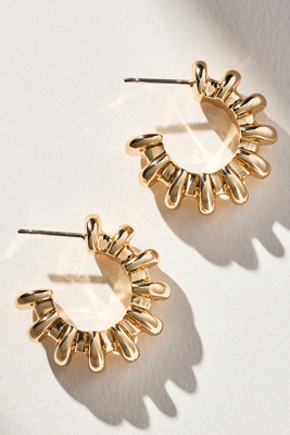 By Anthropologie Ribbed Metal Small Hoop Earrings In Gold