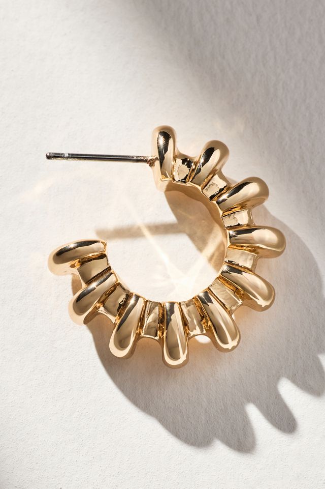 Ribbed Metal Small Hoop Earrings #1