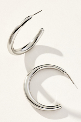 By Anthropologie Sleek Thin Hoop Earrings In Silver