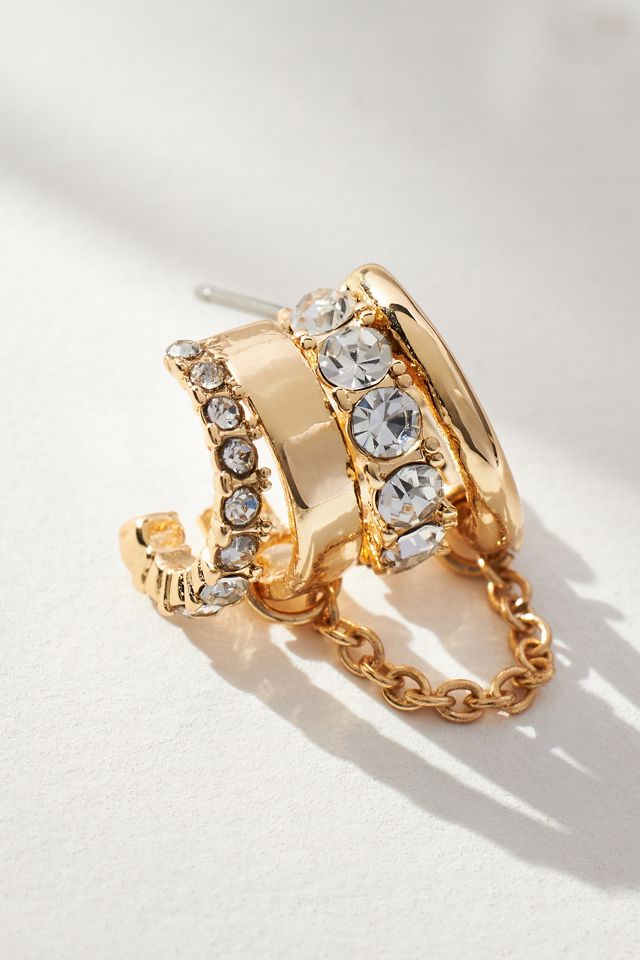 Layered Crystal Huggie Hoop Earrings #2