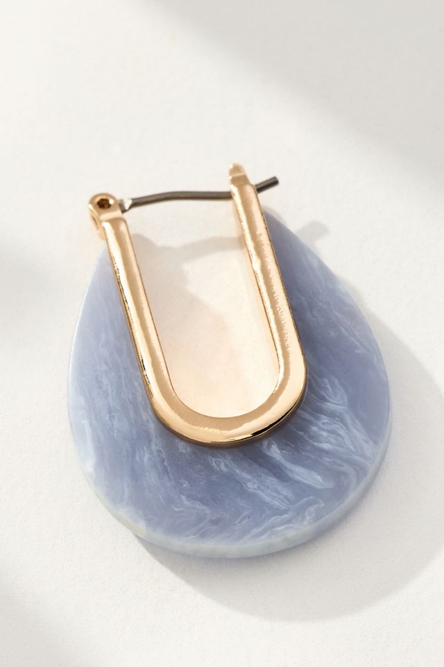 Half & Half Oval Huggie Hoop Earrings #2