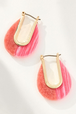 By Anthropologie Half & Half Oval Huggie Hoop Earrings In Pink