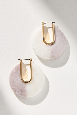 By Anthropologie Half & Half Colored Hoop Earrings In White