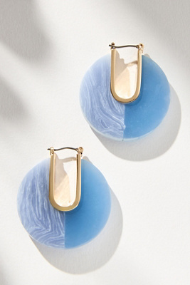 By Anthropologie Half & Half Colored Hoop Earrings In Blue