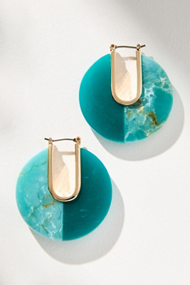 By Anthropologie Half & Half Colored Hoop Earrings In Blue