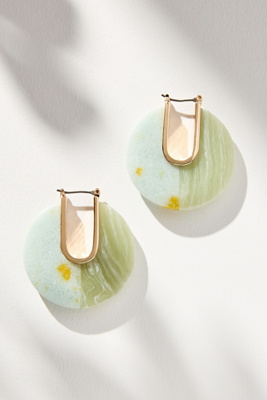 By Anthropologie Half & Half Colored Hoop Earrings In Green