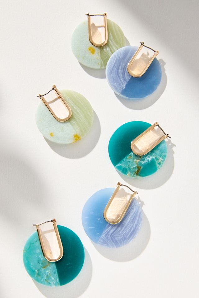 Half & Half Colored Hoop Earrings #2