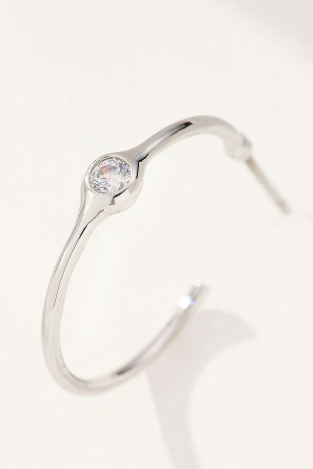 Small Crystal Stone Hoop Earrings #1