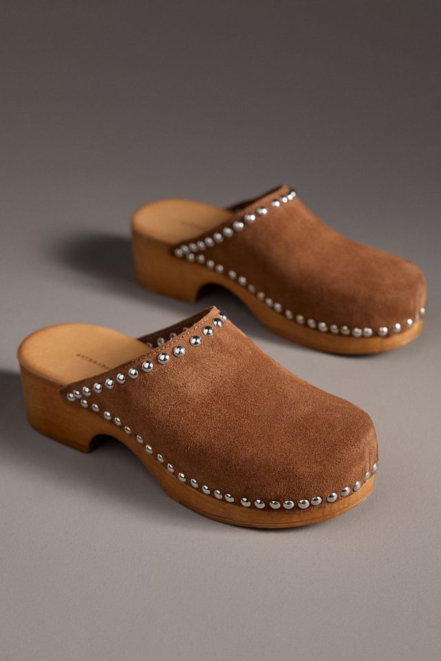 By Anthropologie Studded Wood-Bottom Clogs #4