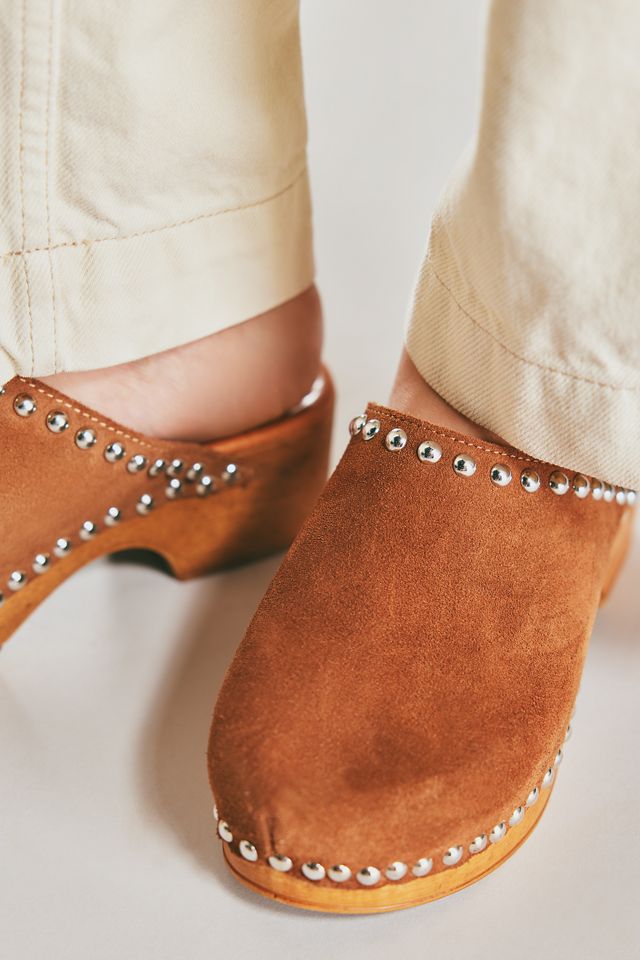 By Anthropologie Studded Wood-Bottom Clogs #2