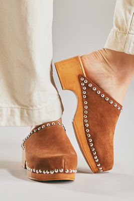 By Anthropologie Studded Wood-Bottom Clogs