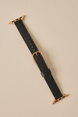 Posh Tech Carmen Skinny Leather Apple Watch Band In Black