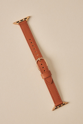 Posh Tech Carmen Skinny Leather Apple Watch Band In Brown