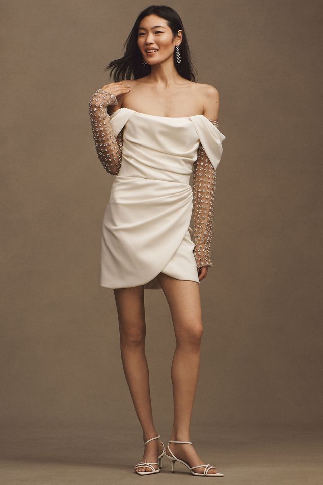 Costarellos Nandi Off-The-Shoulder Draped Crepe Mini Dress #2