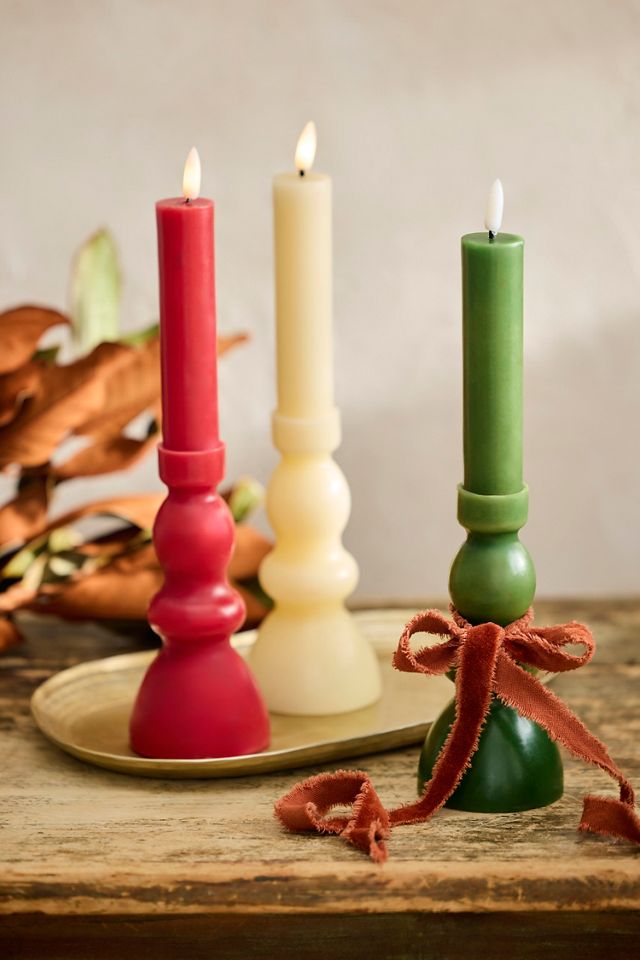 Flameless Turned Pillar Candle #1