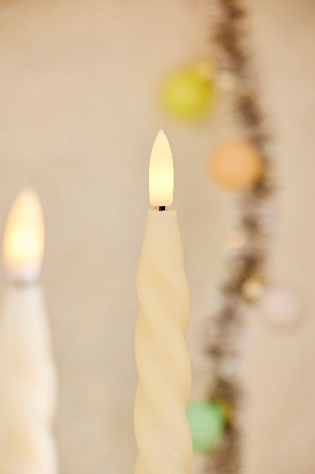 Flameless Ivory Twist Taper Candles, Set of 2 #1