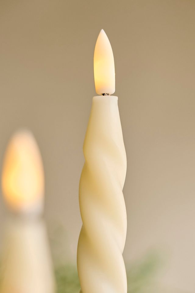 Flameless Ivory Twist Taper Candles, Set of 2 #1