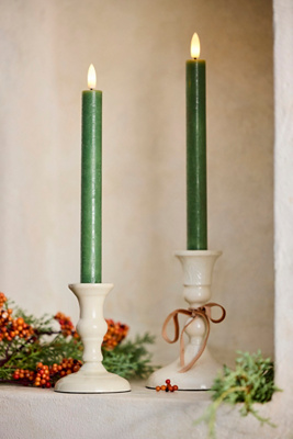Terrain Flameless Dinner Taper Candles, Set Of 2 In White