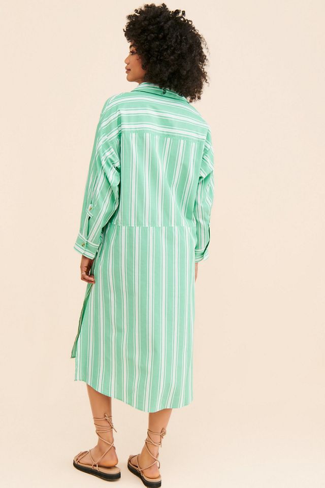 Striped Midi Shirt Dress #1