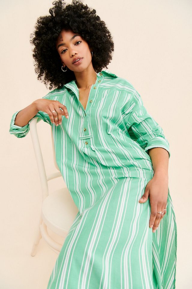 Striped Midi Shirt Dress #3
