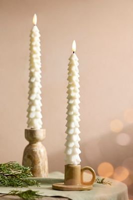 Flameless Wax Tree Taper Candles, Set of 2