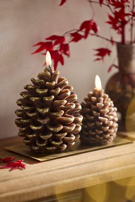 Flameless Pinecone Candle