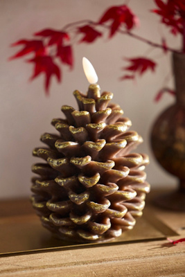 Terrain Flameless Pinecone Candle In Pink