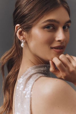Shaped Crystals Pearl Drop Earrings