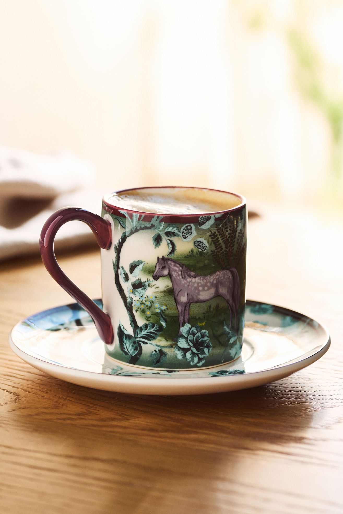 Portobello Stoneware Espresso Cup & Saucer - Grey Horse, One Size