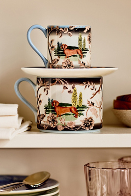 Anthropologie Portobello Stoneware Espresso Cup & Saucer In Multi