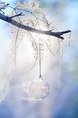Clear Iridescent Glass Globe Ornament