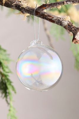 Clear Iridescent Glass Globe Ornament