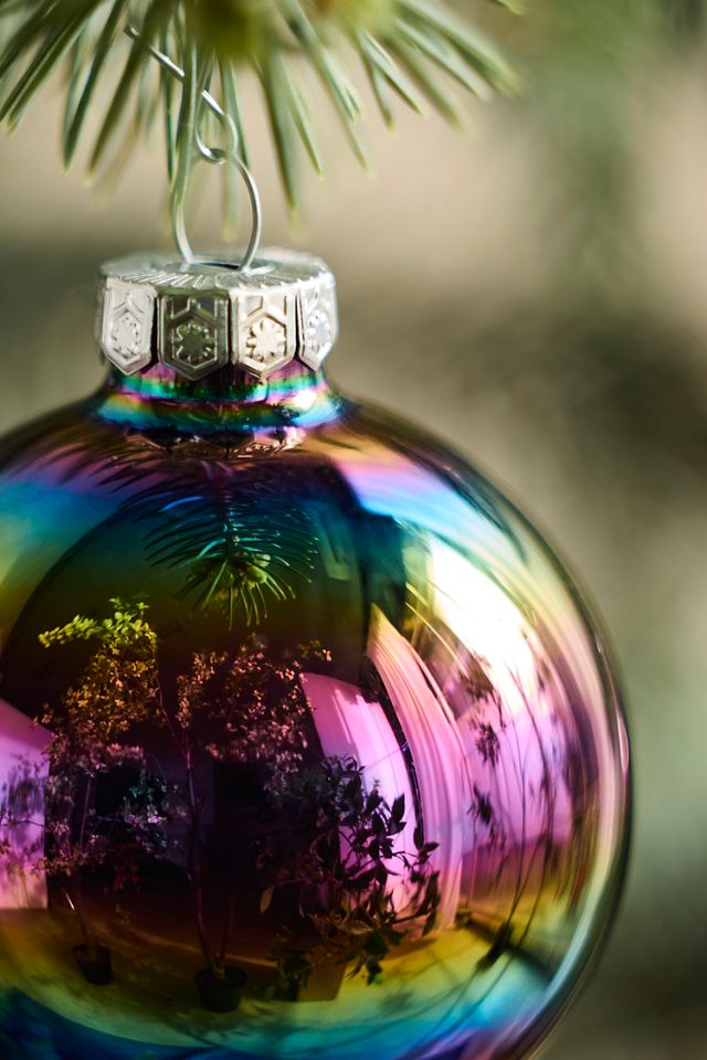 Dark Iridescent Glass Globe Ornaments, Set of 8 #1