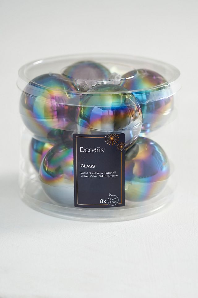 Dark Iridescent Glass Globe Ornaments, Set of 8 #2