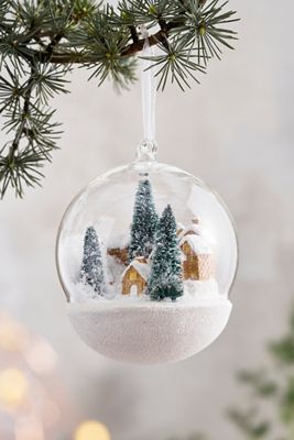 Snowy Village Glass Globe Ornament