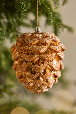 Terrain Glittering Brown Pinecone Ornament In Brown