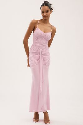 AFRM AZULA HALTER RUCHED MAXI DRESS 