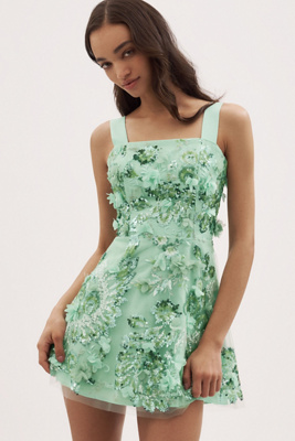 DRESS THE POPULATION AURELIA EMBELLISHED FIT & FLARE MINI DRESS 