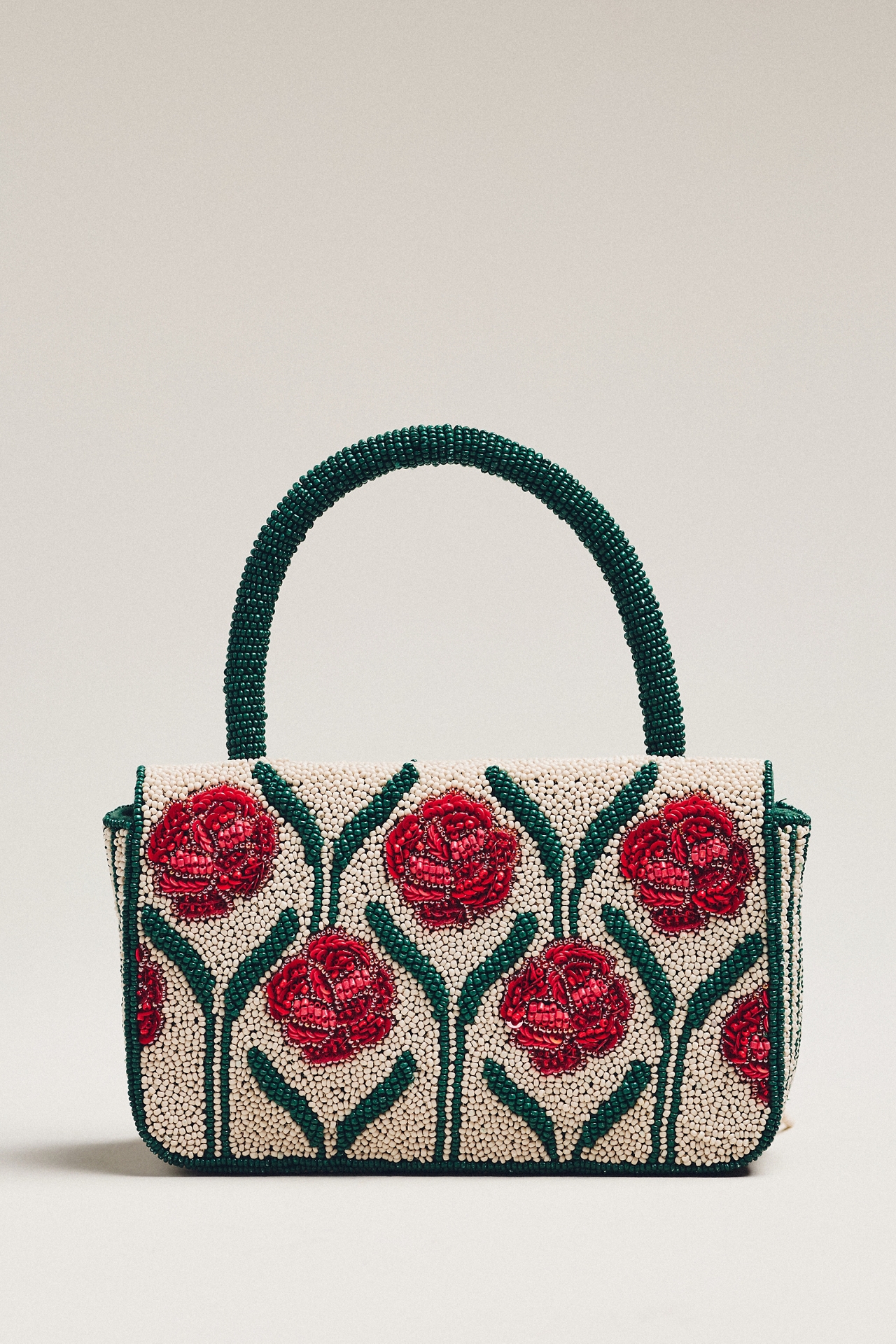 Beaded Fringe Floral Shoulder Bag