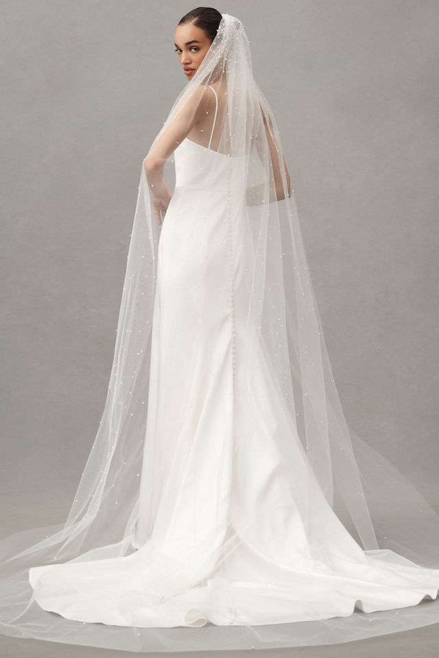 Watters Scattered Pearl Cathedral Veil #1