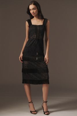 Nightcap Lotus Lace Fringe Midi Dress