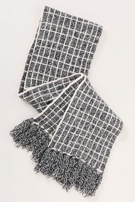 Varley Lindsey Fringe Check Knit Scarf