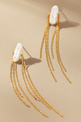 By Anthropologie Slinky Pearl Drop Earrings In White