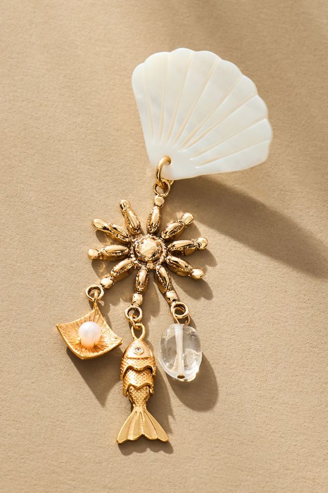 Boucles d'oreilles pendantes avec breloques coquillages #1