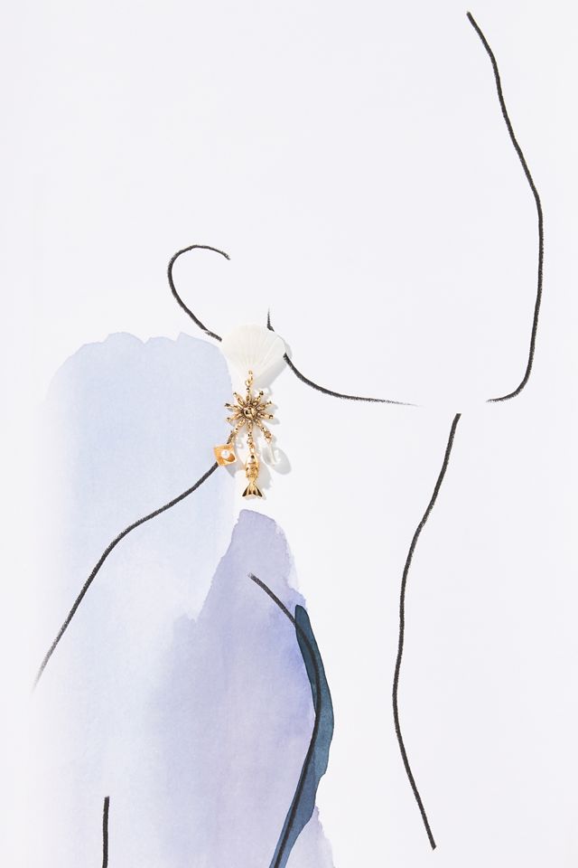Boucles d'oreilles pendantes avec breloques coquillages #2
