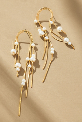 By Anthropologie Pearl Rounded Drop Earrings In White