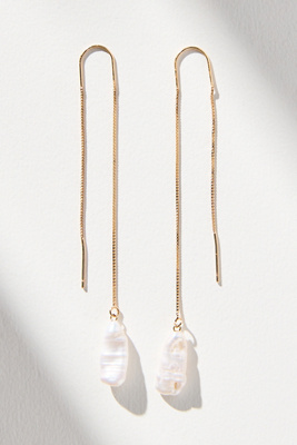 By Anthropologie Pearl Drop Threader Earrings In White
