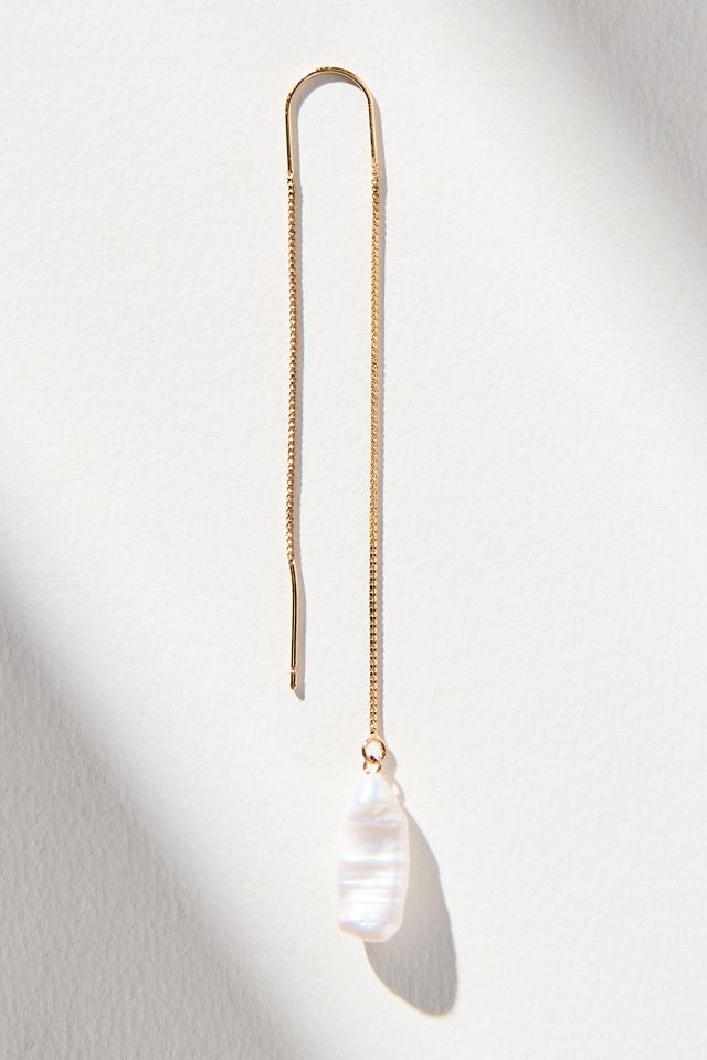 Pearl Drop Threader Earrings #2