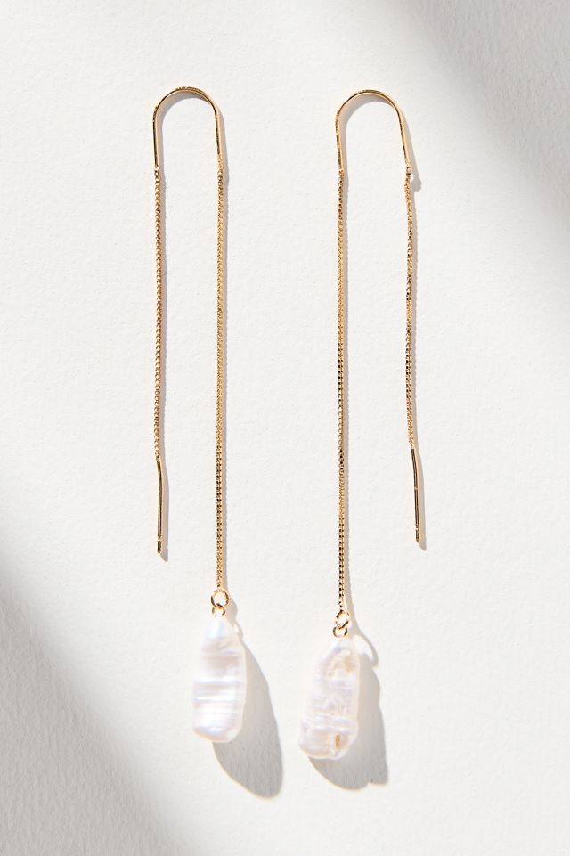 Pearl Drop Threader Earrings #1