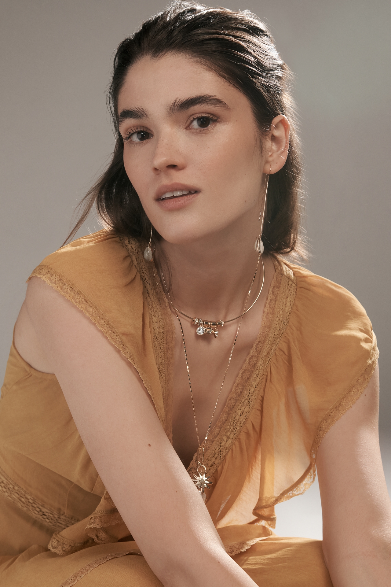Shell Drop Threader Earrings